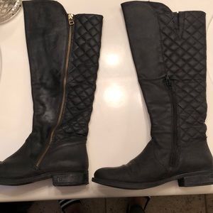 Steve Madden knee high black leather boots